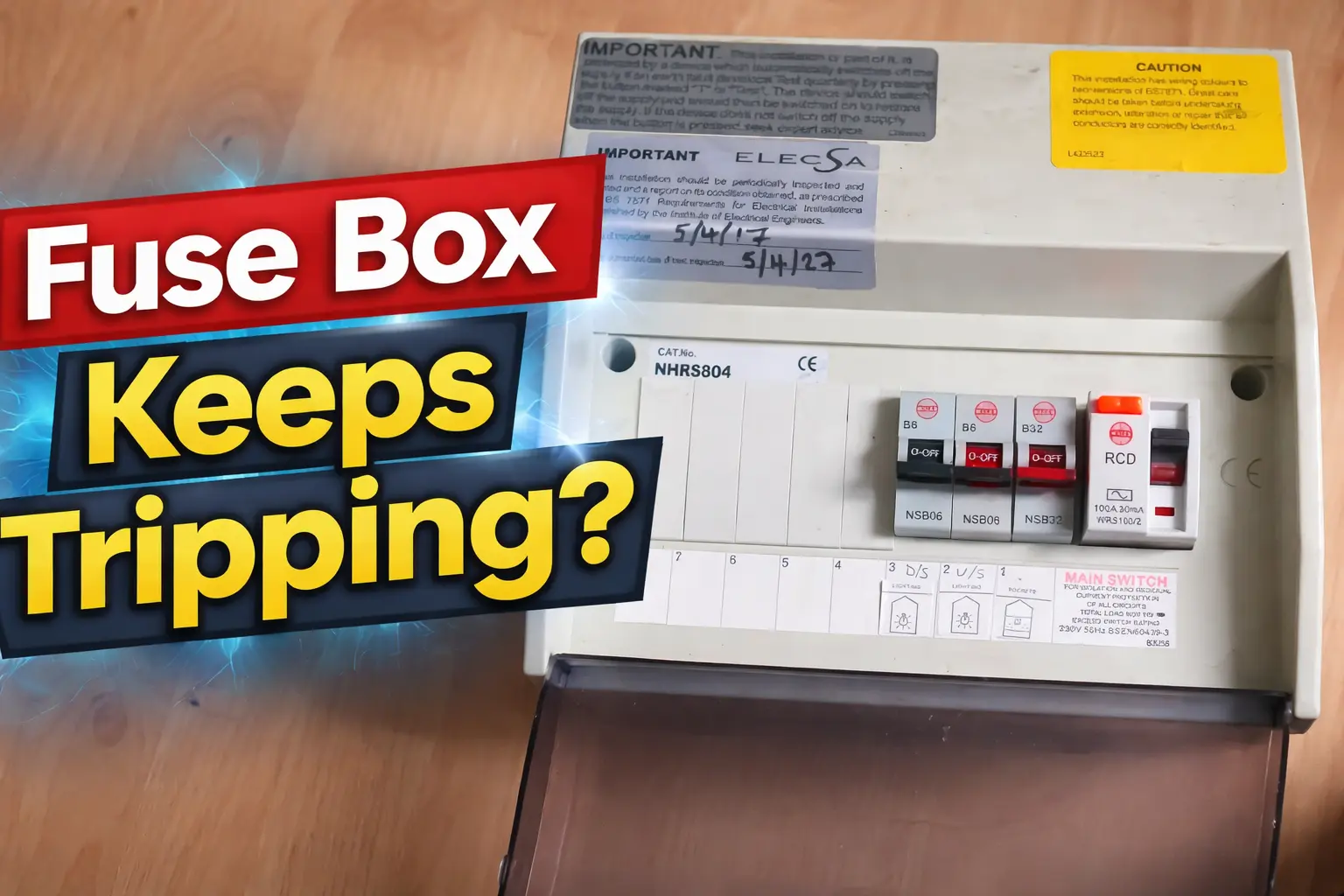 Fuse box trips when kettle is on in UK kitchen consumer unit